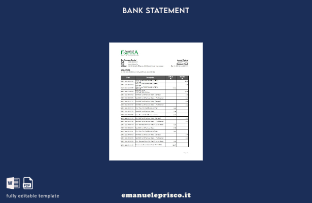 modello Excel di estratto conto bancario Lussemburgo Fortuna Banque in stile ver